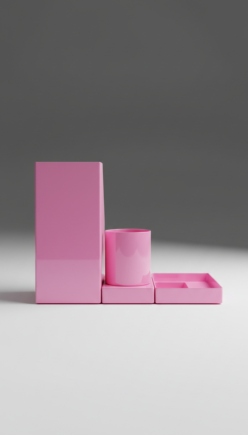Glossy Pink Desk Organizer Set